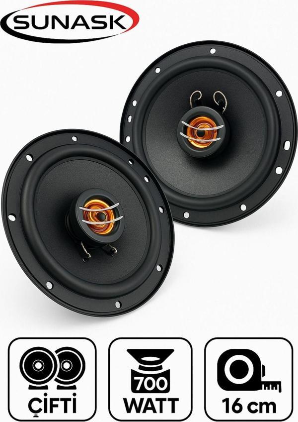 Sunask Ben Audıo Çifti 700 Watt 16 Cm Araba Oto Hoparlör Tweeter'Lı Kutu Içeriği 2 Adet - Image 1