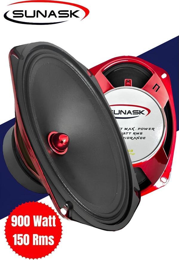 Sunask Sn-69 900 Watt 150 Rms Kurşun Göbek Oval Midrange Amfi Uyumludur Kutu Içeriği 2 Adet - Image 1