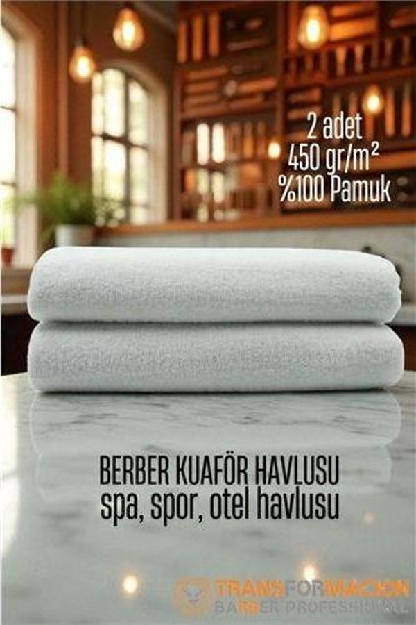 Kuaför Berber Havlusu 2 ADET Pamuk Berber Havlusu 50x90 Beyaz - Image 1