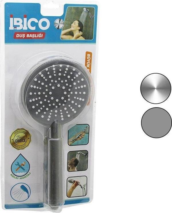 BÜYÜK BOY YUVARLAK=11CM DUŞ BAŞLIK KADEMELİ VAKUMLU KROM-GRİ GÖVDE-- BEYAZ-GRİ ZEMİN - İĞNESAP:14CM (2818) - Image 1