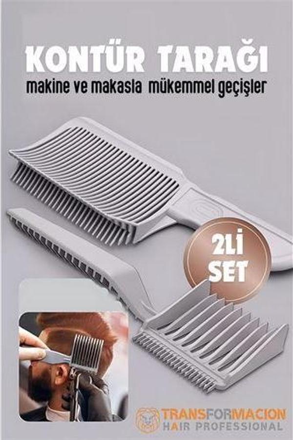 Kuaför Berber Kavisli Kontur Kesim Tarağı 2 li SET - Image 1