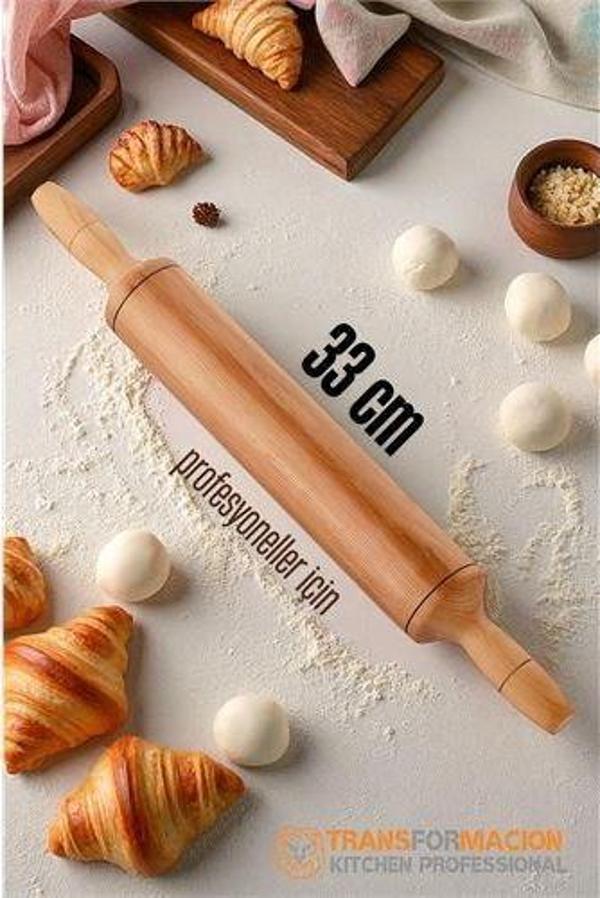 Ahşap Merdane Hamur Açma Merdanesi - 33 cm Küçük Mutfak Merdanesi - Image 1