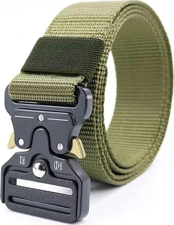 Kordak Ithal Metal Tokalı Kobra Kemer - Outdoor Palaska Kemer - Siyah Haki Bej - Image 1