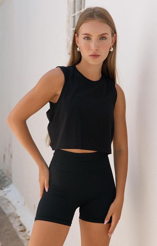 Aura Crop Atlet Siyah - Image 1