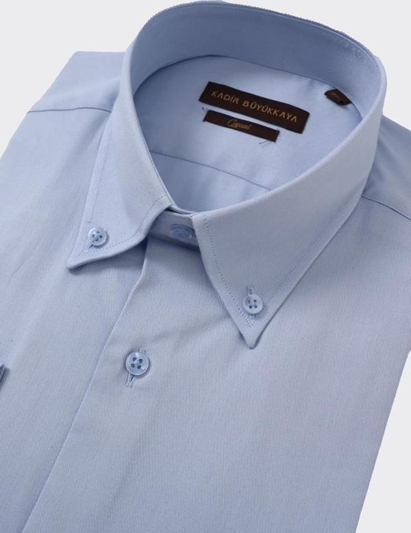 Zarif Tasarım Slim Fit Yaka Düğmeli Pamuklu Erkek Gömlek-KAW4655S - Image 1