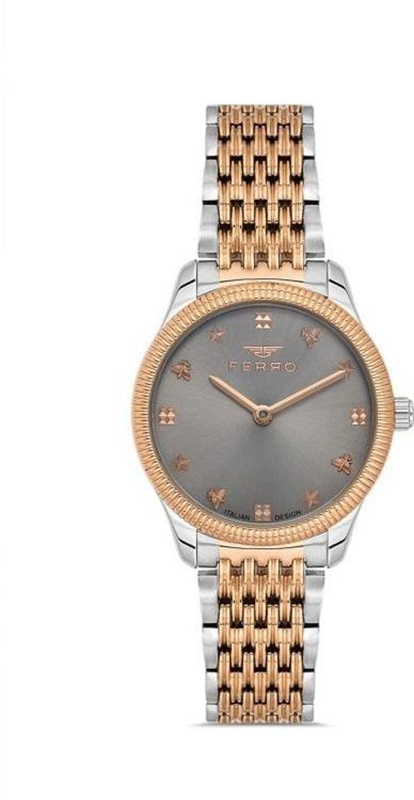 Ferro FL21512AWT-E4 Quartz Çelik Rose/Gri 30 mm Kadın Kol Saati - Image 1