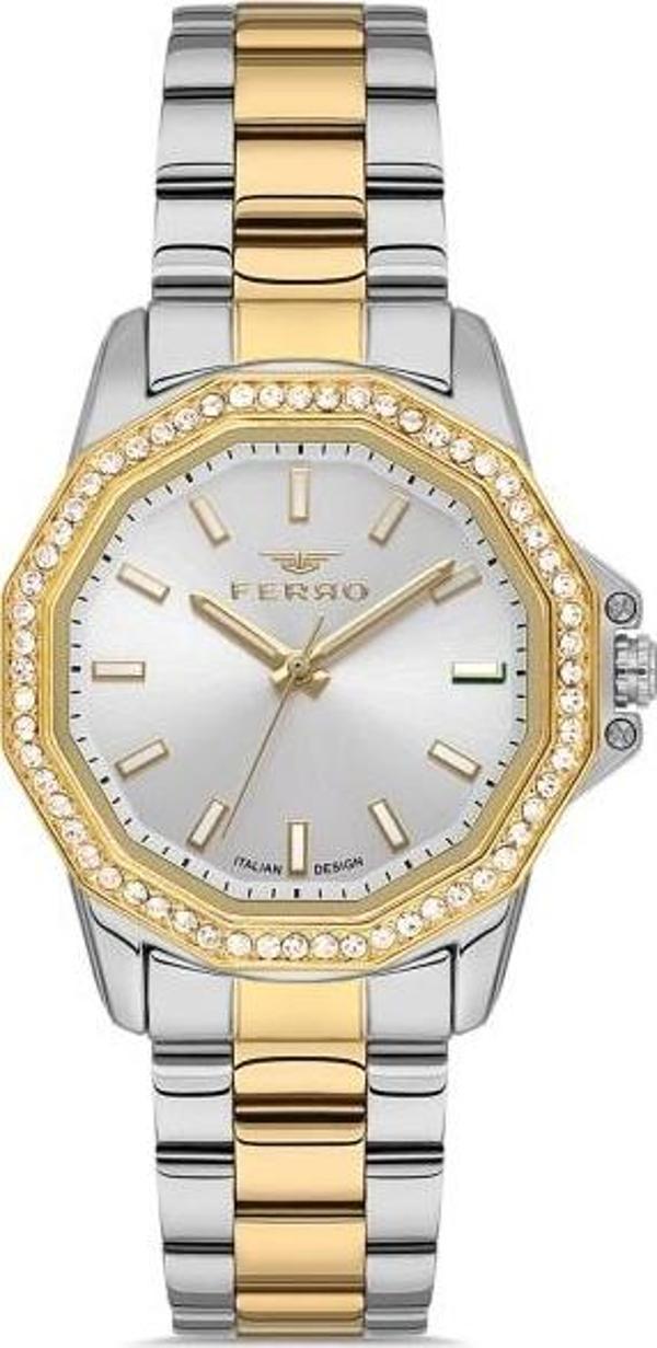 Ferro FL21540AWT-D Quartz Çelik Altın/Gri 32 mm Kadın Kol Saati - Image 1