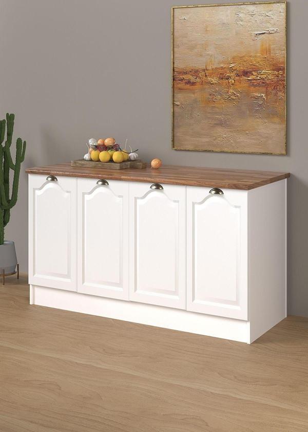 160 Cm %100 MDF Greena White Ada Mutfak, Modern Mutfak Adası, Mutfak Yemek Masası, Bar Masası - Image 1