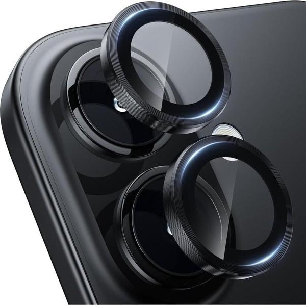 Iphone 16 ve 16 Plus Siyah (Black) Uyumlu Kamera Lens Koruyucu Cam - Image 1