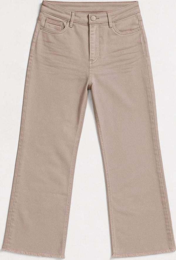 Kadın Paçası Püskül Detaylı Wide Leg Bej Jean Pantolon - Image 1