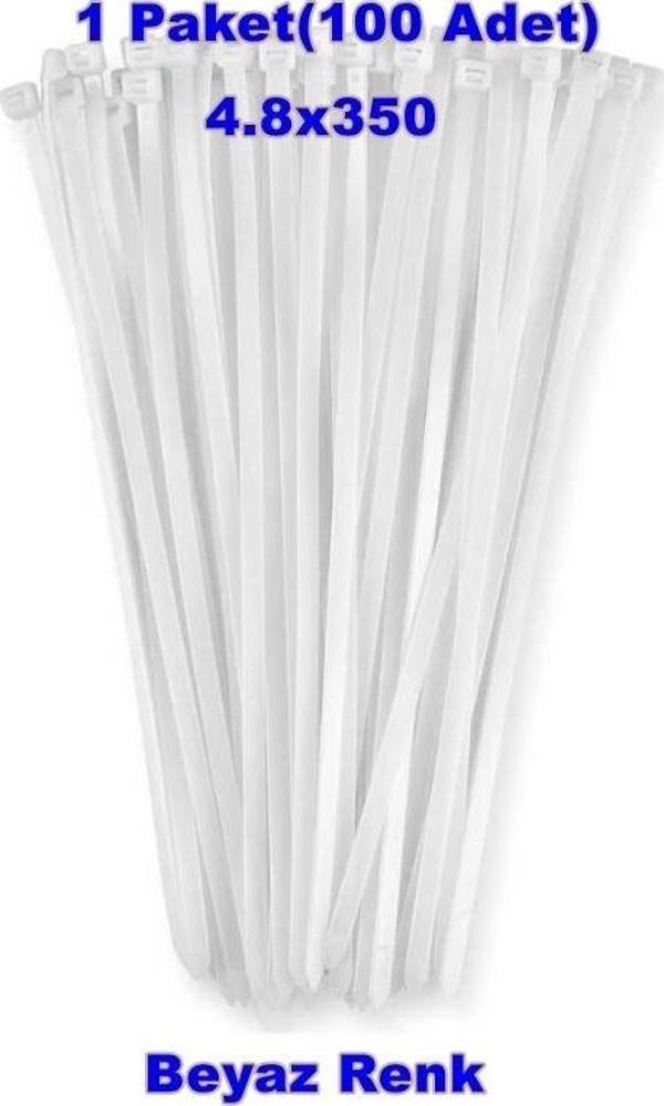 PEMSAN Klips Kablo Bağı 4.8x350 BEYAZ (100lü Paket) Kablo Cırdı - Image 1