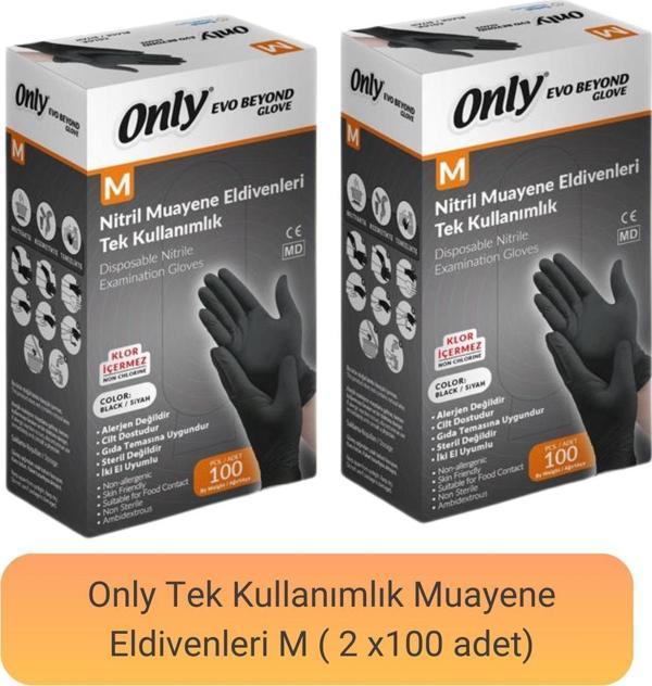 Only Evo Beyond Nitril Muayene Eldiveni M (100 adet x 2) - Image 1
