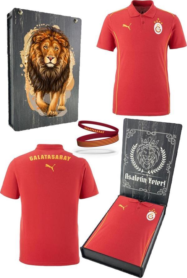 Galatasaray Orijinal Lisanslı Polo Yaka Kırmızı Antrenman 5 Yıldızlı T-Shirt + Bileklik  - Image 1