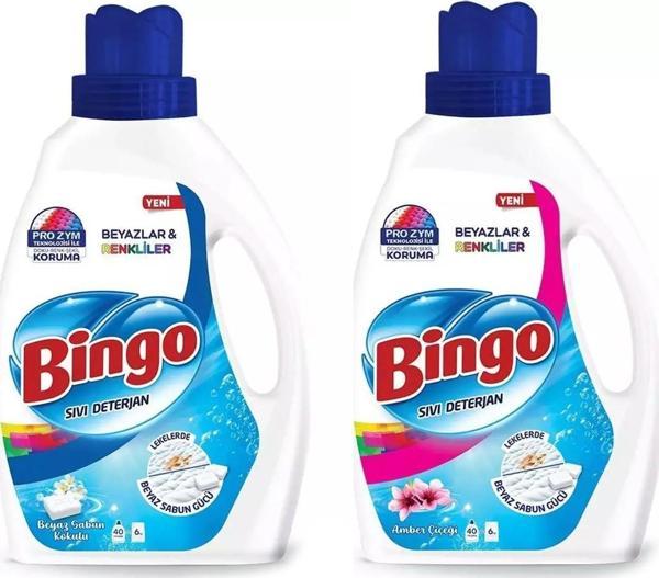 Bingo Çamaşır Deterjanı Beyaz Ve Renkliler Amber ve Beyaz Sabun 2600 ml 2 li Set - Image 1