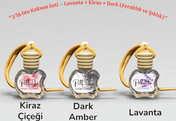 Üçlü Araç Kokusu Seti – Kiraz Çiçeği Dark Amber & Lavanta TG-PD-OTO1 - Image 1