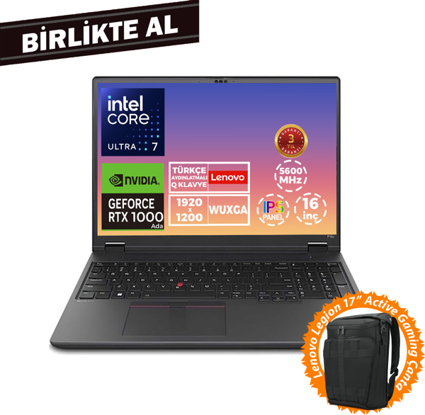 Lenovo MWS P16V G2 U7 155H 16GB 512GB SSD 6 GB RTX1000 16" W11P + Lenovo Çanta 21KXS0ASTX 021 - Image 1