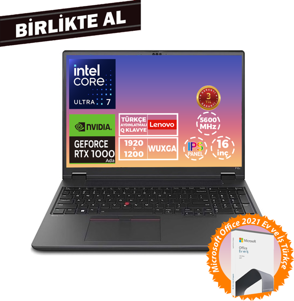 Lenovo MWS P16V G2 U7 155H 24GB 512GB SSD 6 GB RTX1000 16" W11P + Ms Office 21KXS0ASTX 026 - Image 1