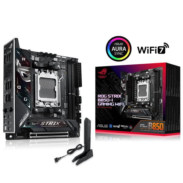 ASUS ROG STRIX B850-I GAMING WIFI, 2xDDR5, 2xM.2, HDMI, DP, Type-C, Wi-Fi 7, Bluetooth v5.4, Mini ITX, AM5 Soket GAMING  - Image 1