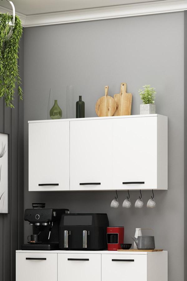 Smart Üst Modül Çok Amaçlı Dolap Erzak Dolabı Airfry Dolabı Kahve Köşesi Beyaz - Image 1