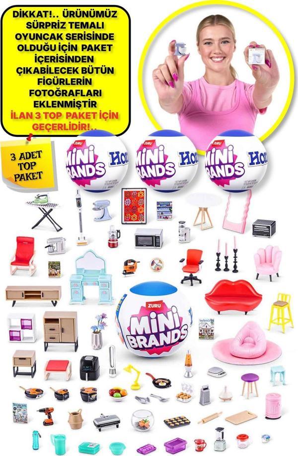Mini Brands Mini Home Ev   Eşyası Sürpriz   Fügürleri   Top Paket - 3 ADET - Image 1