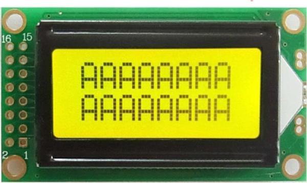 Alkatronik 0802a 8x2 Karakter Lcd Modül Yeşil Display Ekran Yeşil Backlight 2 Satır 8 Karakter - Image 1