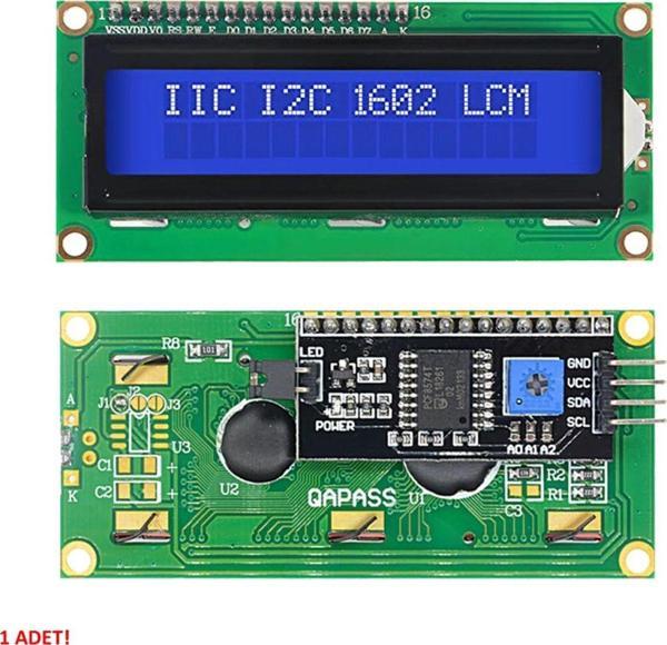 Alkatronik Iıc I2c Seri 1602a 2x16 Mavi Karakter Lcd Modül Display Ekran 5v Beyaz Arka Işık 16x2 - Image 1