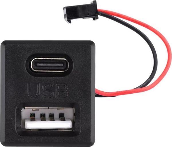 Alkatronik Type-C / Usb A Dişi Soket Kavisli 2 Pin 10cm Kablo Jst Çift Usb 5V 2A Panel Montaj Cep Tel Tablet - Image 1