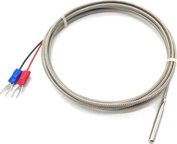 Alkatronik K Type Thermocouple 1 Metre Silindir Tip Başlık Sıcaklık Isı Sensörü 0C / 800C Paslanmaz Çelik Prob - Image 1