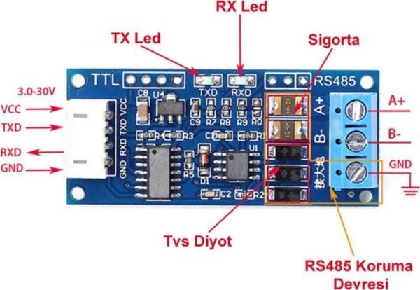 Alkatronik Uart Ttl To Rs485 Modül Otomatik Yön Kontrol Afc Giriş Çıkış Soketleri - Image 1