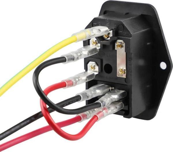 Alkatronik Kablolu 220V Erkek Power Soketi Sigorta Yuvalı ve Işıklı Açma Kapama Anahtarlı Kulaklıklı Montaj Tip - Image 1