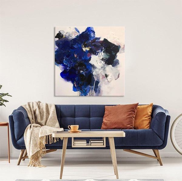 Fall In Flower - Yağlı Boya Dokulu Tablo 100X100 Siyah Çerçeveli - Image 1