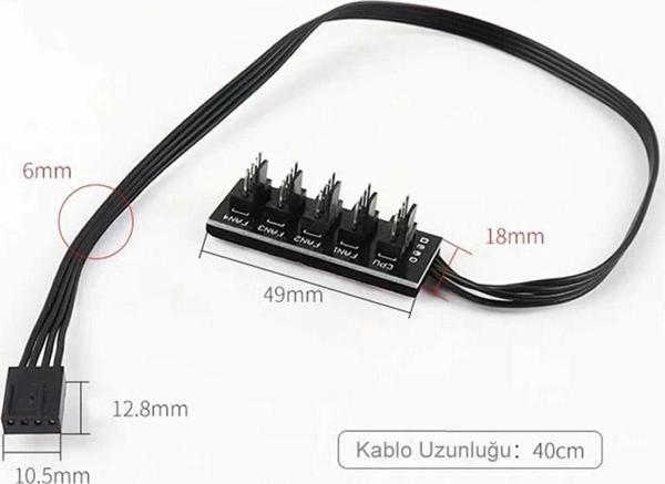 Alkatronik 40cm 5li Fan Port Çoğaltıcı Kart Cpu Soğutucu Güç Hub Uzatma - Image 1