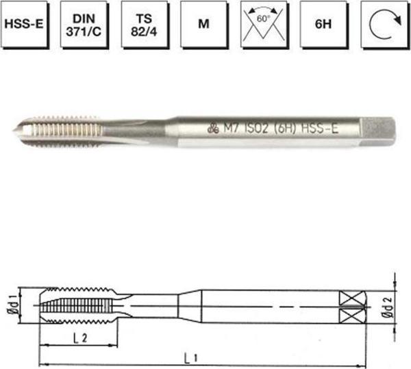 MTE Makina Takım M5 HSS - E DIN 371/C Metrik Normal Vidalı Düz Kanallı Makina Kılavuzu - B00105720500 - Image 1