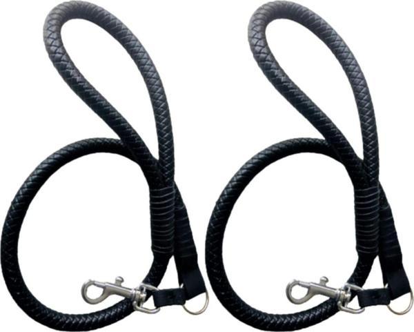 2li Deri Örgü Köpek Gezdirme Kayışı 90cm - Image 1