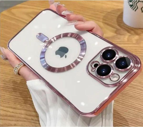 Iphone 14 Pro Max Manyetik Kablosuz Şarj Altın Renk Silikon Darbeye Dayanıklı Kapak - Image 1