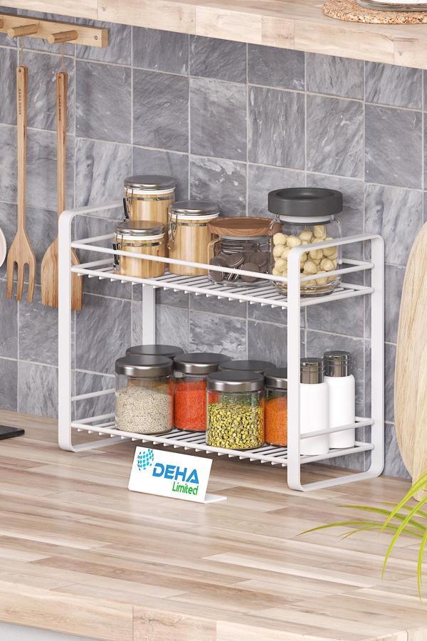 Masa Tezgah Üstü Düzenleyici Metal Organizer Raf  Banyo Mutfak Rafı Baharatlık Makyaj Standı - Image 1