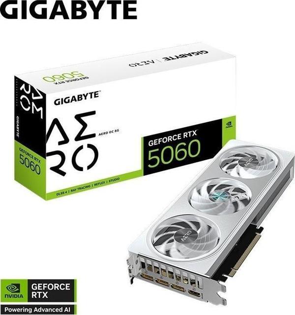 Gigabyte GeForce RTX 5060 Aero OC 8G GDDR7 8GB 128Bit DLSS 4 Ekran Kartı GV-N5060AERO-OC-8G - Image 1
