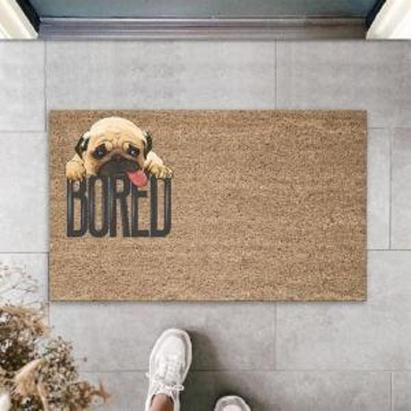 Dijital Baskı Kahverengi Bored Köpekli Dekoratif Kapı Paspası K-2080 - Image 1