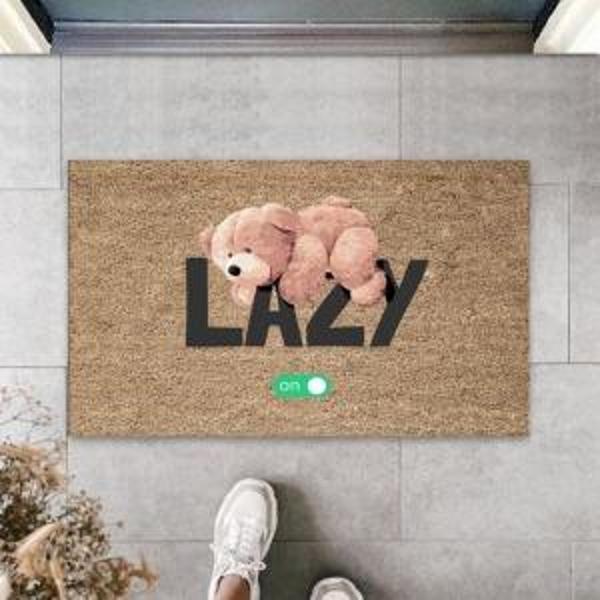Bej Kapı Önü Paspası Lazy Ayıcık Desen  K-3352 - Image 1