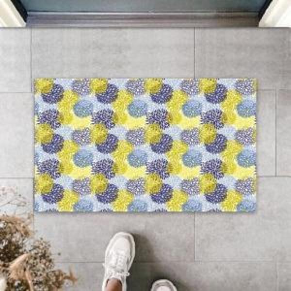 Sarı-Mavi Kapı Önü Paspası Karahindiba Desen  K-3226 - Image 1