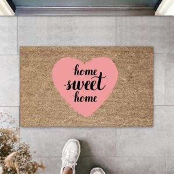 Pembe Kapı Önü Paspası Home Sweet Home Desen K-3289 - Image 1