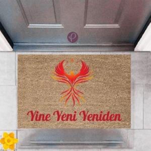 Kapı Önü Paspası Dekoratif Dijital Baskı Yine Yeni Yeniden P-2377 - Image 1