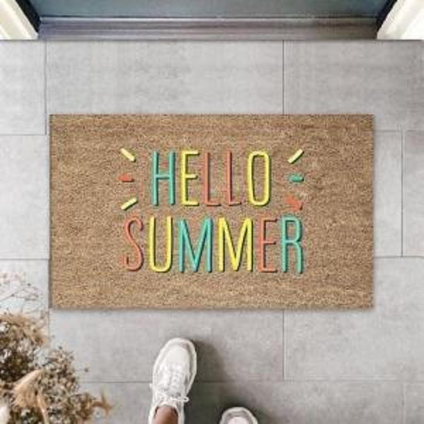 Sarı Kapı Önü Paspası Hello Summer Desen  K-3279 - Image 1