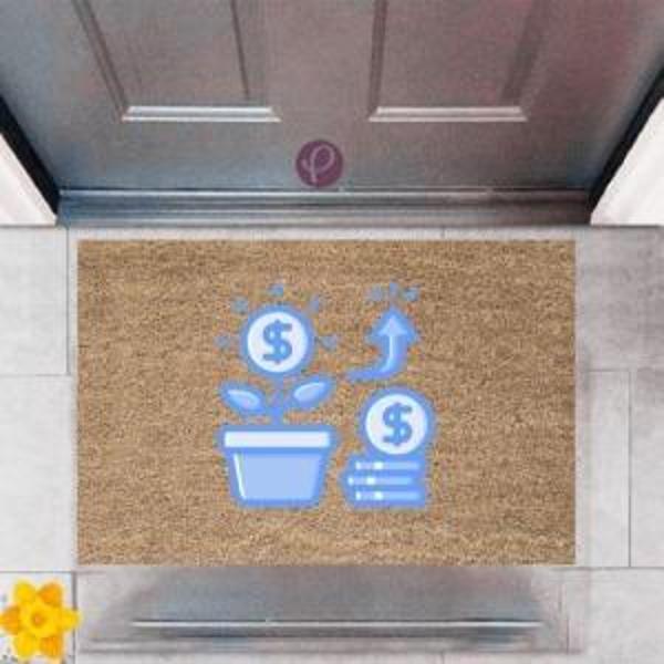 Kapı Önü Paspası Dekoratif Dijital Baskı Dolar Saksı P-2410 - Image 1