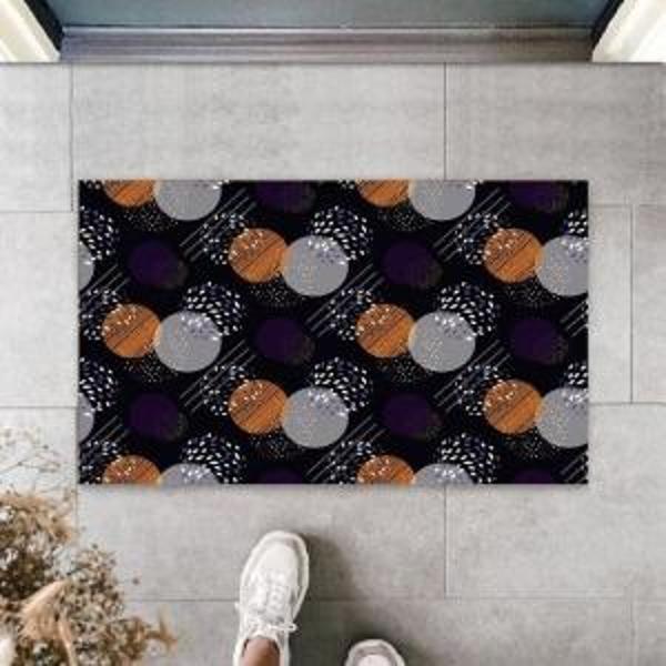 Mor Kapı Önü Paspası Daireler Desen  K-3238 - Image 1