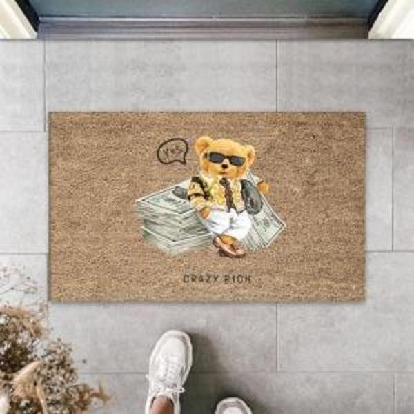 Dijital Crayz Rich Ayıcık Bej Kapı Paspası Dış Mekan Paspas K-3182 - Image 1