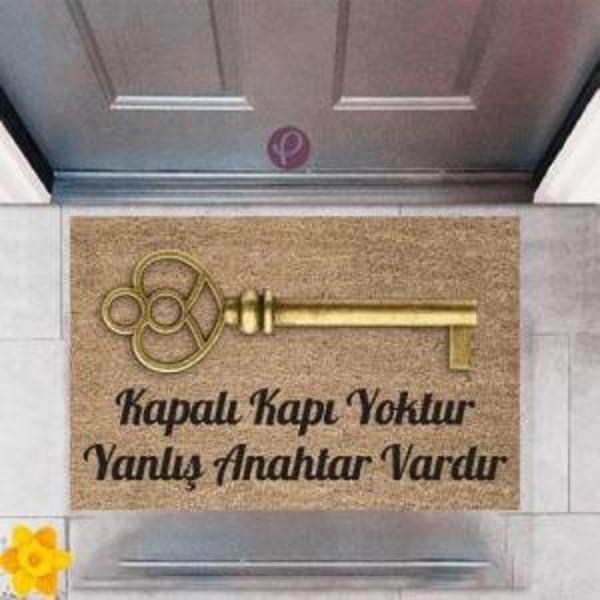 Kapı Önü Paspası Dekoratif Dijital Baskı Anahtar P-2391 - Image 1