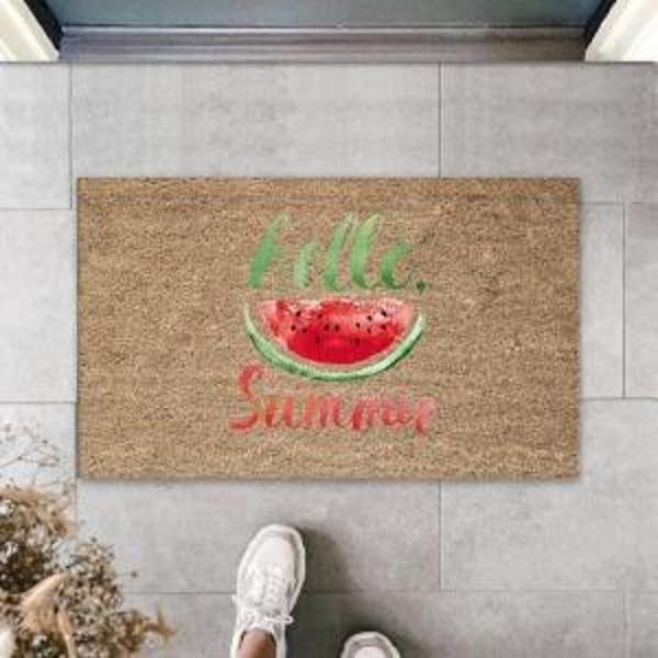 Kahverengi Kapı Önü Paspası Hello Summer Karpuz Desen  K-3262 - Image 1