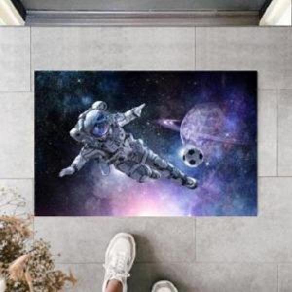 Dekoratif Dijital Galaxy Astronot Mavi Kapı Paspası Dış Mekan Paspas K-2119 - Image 1