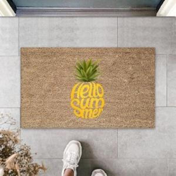 Kahverengi Kapı Önü Paspası Hello Summer Ananas Desen  K-3263 - Image 1